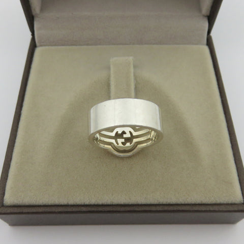 GUCCI 925 Sterling Silver Interlocking G Ring Size 5.75 with Box