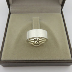 GUCCI 925 Sterling Silver Interlocking G Ring Size 5.75 with Box 