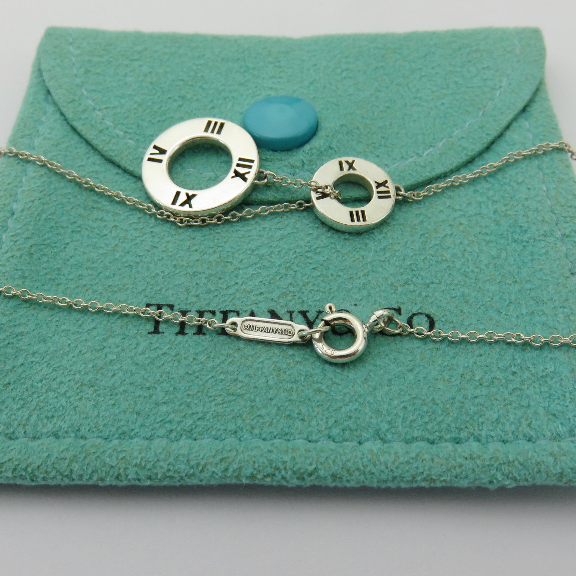 TIFFANY & CO 925 Sterling Silver Atlas Double Circle Lariat Necklace 