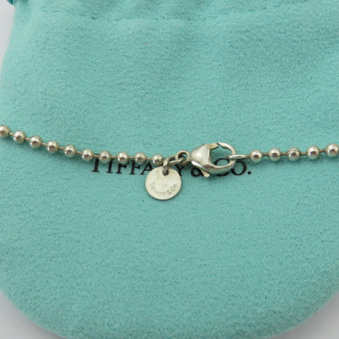 TIFFANY & CO 925 Silver Return to Tiffany Heart Tag Long Beaded Chain Necklace