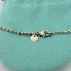 TIFFANY & CO 925 Silver Return to Tiffany Heart Tag Long Beaded Chain Necklace