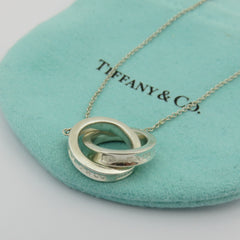TIFFANY & CO 925 Sterling Silver 1837 Interlocking Circles Pendant Necklace 