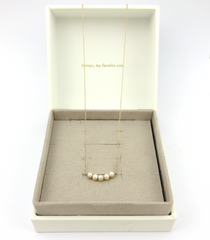 ete 10K Yellow Gold 5 Pearl Bar Necklace 38cm K10 YG Japan Designer Jewelry