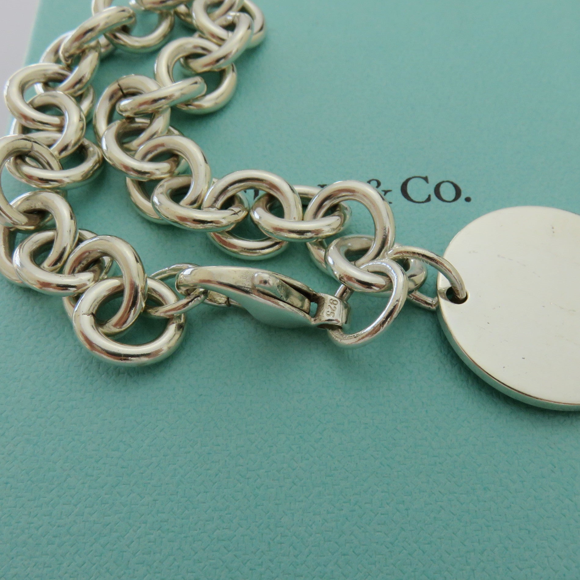 TIFFANY & CO 925 Silver Return to Tiffany Round Bold Link Bracelet with Box