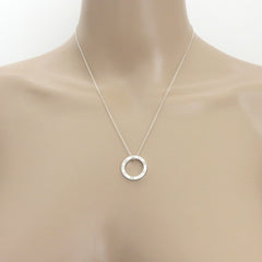 TIFFANY & CO 925 Sterling Silver 1837 Circle Pendant Necklace with Pouch