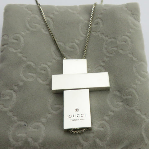 Gucci 925 Sterling Silver Large Cross Unisex Pendant Necklace with Pouch