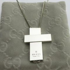 Gucci 925 Sterling Silver Large Cross Unisex Pendant Necklace with Pouch