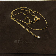 Authentic ETE 18K Yellow Gold 0.06ct Diamond Solitaire Pendant Necklace w/ Pouch