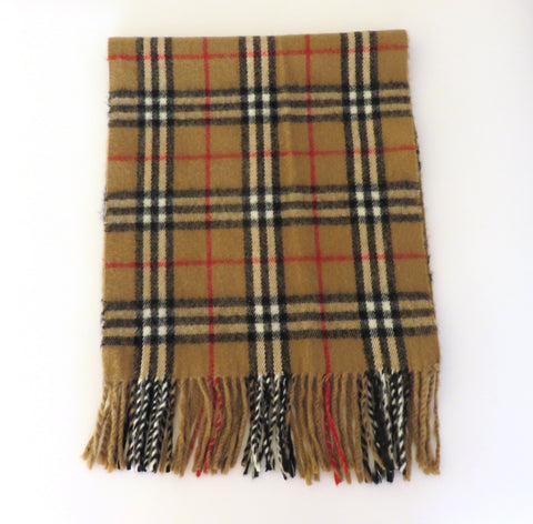 Burberry Archive Beige Check Lambswool Scarf Vintage Made in England Unisex