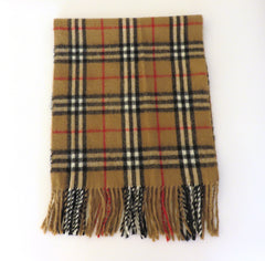 Burberry Archive Beige Check Lambswool Scarf Vintage Made in England Unisex