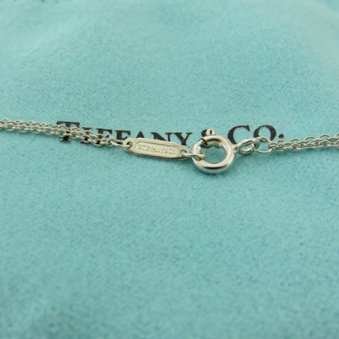 TIFFANY & CO 925 Silver Return to Tiffany Heart Tag Double Chain Necklace