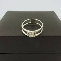 GUCCI 925 Sterling Silver Interlocking G Ring Size 7 Made in Italy with Box
