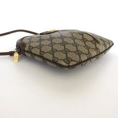 GUCCI Vintage Brown GG Monogram Canvas Leather Small Cross Body Clutch Bag 2Way
