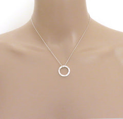 TIFFANY & CO 925 Sterling Silver 1837 Circle Pendant Necklace with Pouch