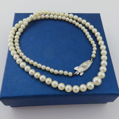 Mikimoto 925 Sterling Silver Four Leaf Clover Akoya Pearl Necklace 40cm