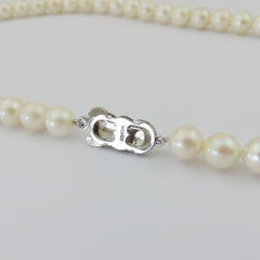 Japanese Vintage Akoya Pearl Strand Necklace 7-7.5mm Silver Clasp 42cm