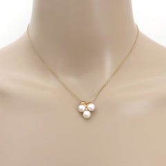 Mikimoto K18 Yellow Gold 6.3 mm Akoya Pearl Cluster Diamond Necklace 38cm