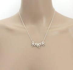 TIFFANY & CO 925 Sterling Silver 18K Gold Triple Bow Ribbon Pendant Necklace