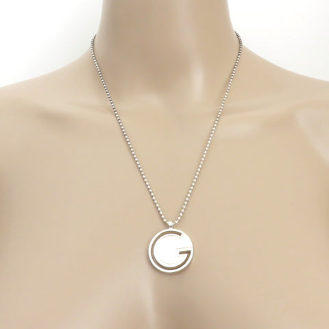 Gucci 925 Silver G Logo Ball Chain Toggle Unisex Pendant Necklace with Box