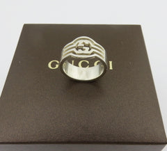 GUCCI 925 Sterling Silver Interlocking G Ring Size 5.75 with Box 