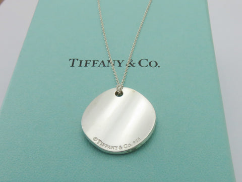 TIFFANY & CO 925 Silver Notes Round Circle Pendant Necklace with Box