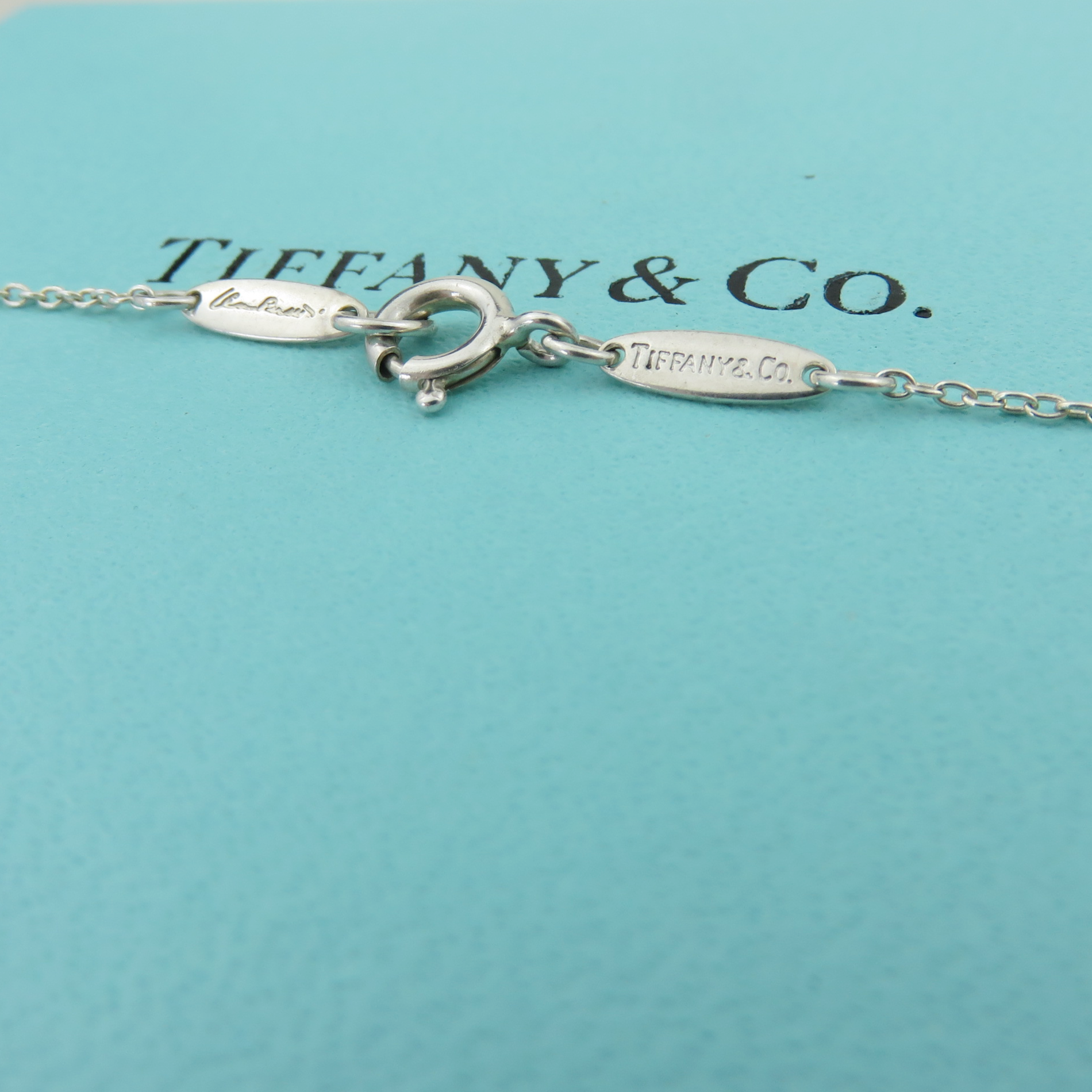 TIFFANY & CO 925 Sterling Silver Infinity Cross Pendant Necklace with Box Pouch