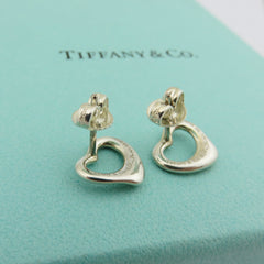 TIFFANY & CO 925 Sterling Silver Open Heart Earrings with Box