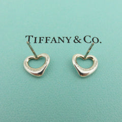 TIFFANY & CO 925 Sterling Silver Open Heart Earrings with Box