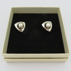 Mikimoto Sterling Silver Geometric Akoya Pearl Cufflinks