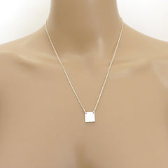 Gucci 925 Sterling Silver Mini Square Tag Pendant Necklace with Pouch