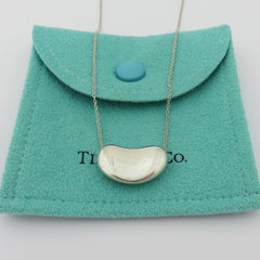 TIFFANY & CO 925 Sterling Silver Large Bean Pendant Necklace with Pouch