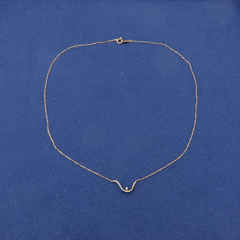 ete 10K Rose Gold Diamond Wave Necklace Japanese Designer 40cm with Box
