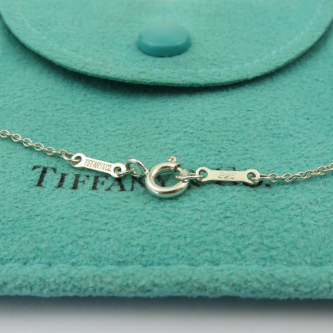 TIFFANY & CO 925 Sterling Silver Small Open Heart Pendant Necklace with Pouch