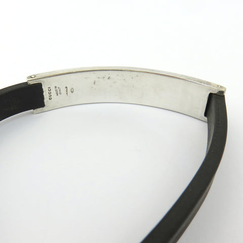 Gucci 925 Sterling Silver Rubber Bar Unisex Bracelet with Box Made in Italy