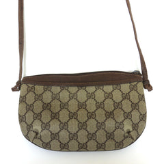GUCCI Vintage Brown GG Monogram Canvas Leather Small Cross Body Shoulder Bag