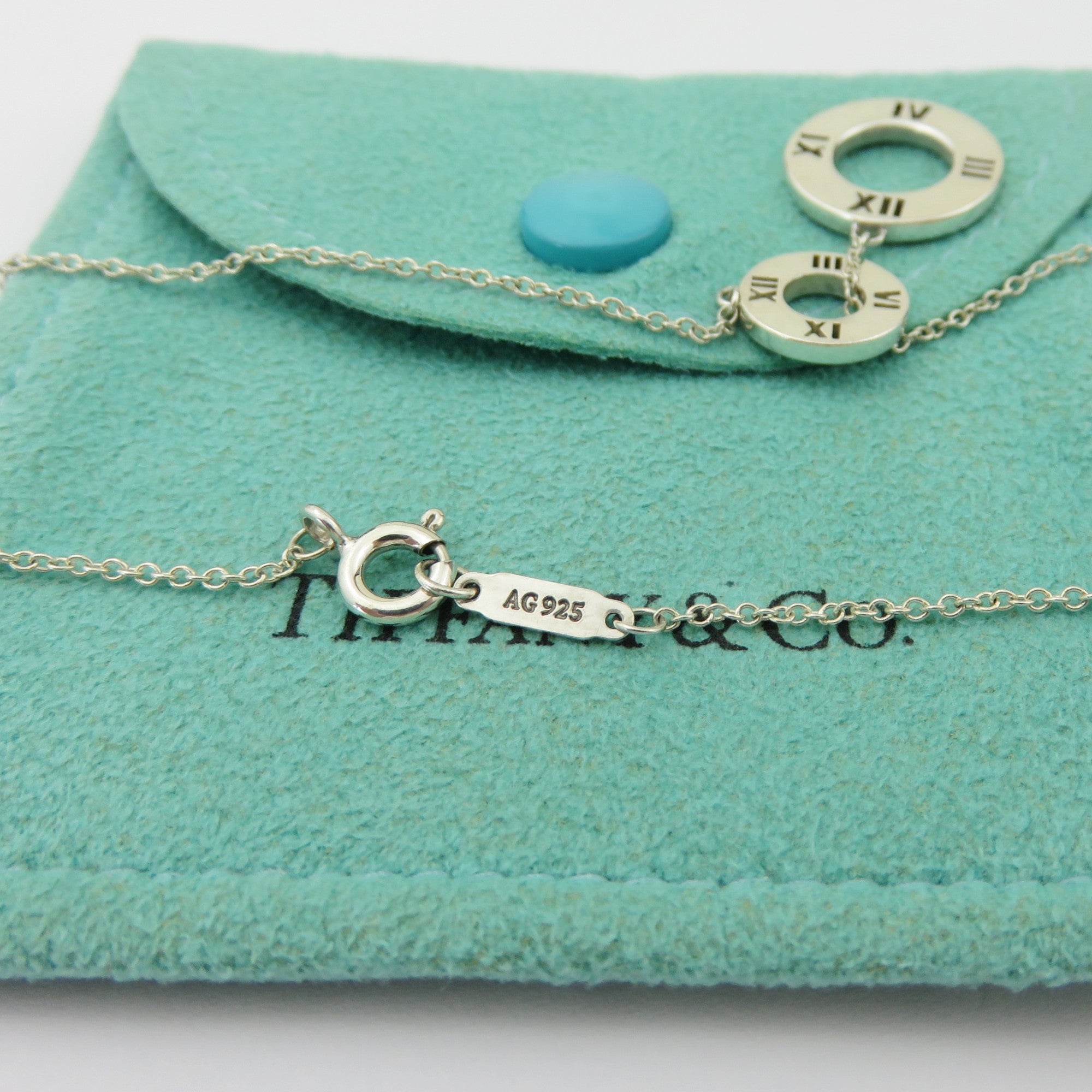 TIFFANY & CO 925 Sterling Silver Atlas Double Circle Lariat Necklace 