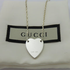 Gucci 925 Sterling Silver Trademark Heart Pendant Necklace Authentic with Pouch