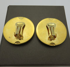 Gucci Vintage Gold Tone Metal Extra Large GG Logo Clip On Earrings