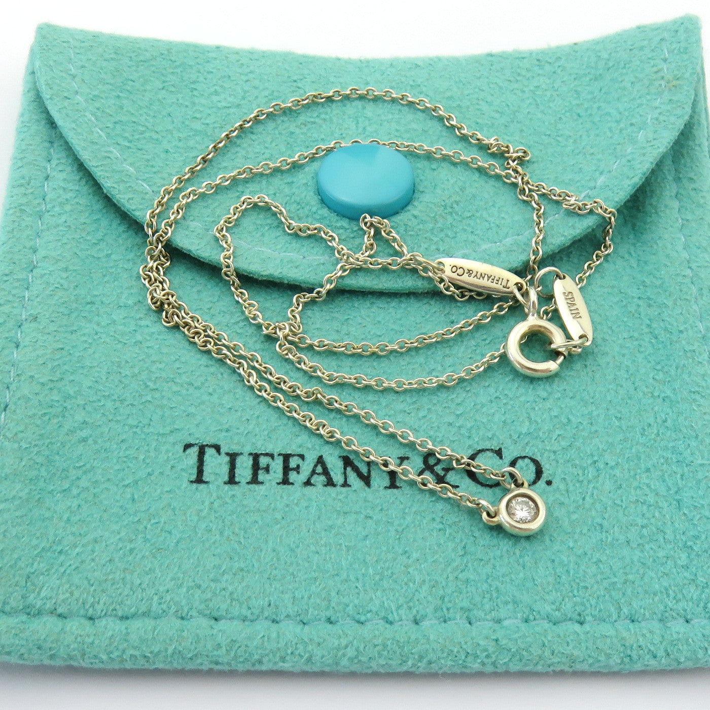 TIFFANY & CO 925 Sterling Silver Diamonds By The Yard Pendant Necklace