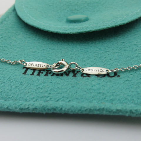 TIFFANY & CO 925 Sterling Silver Small Open Heart Pendant Necklace with Pouch