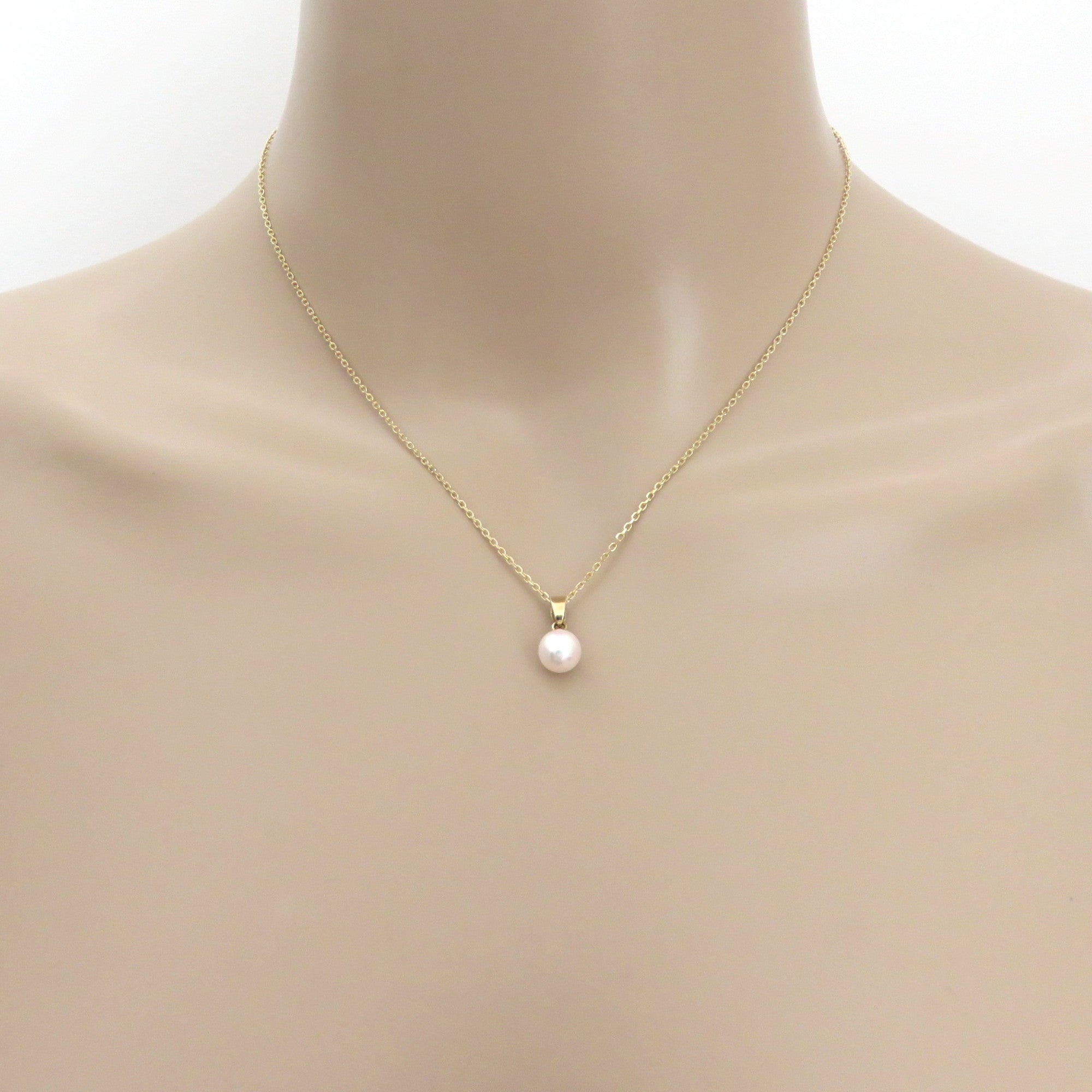 Authentic Mikimoto 14K Yellow Gold 6.7mm Akoya Pearl Pendant Necklace w/ Box