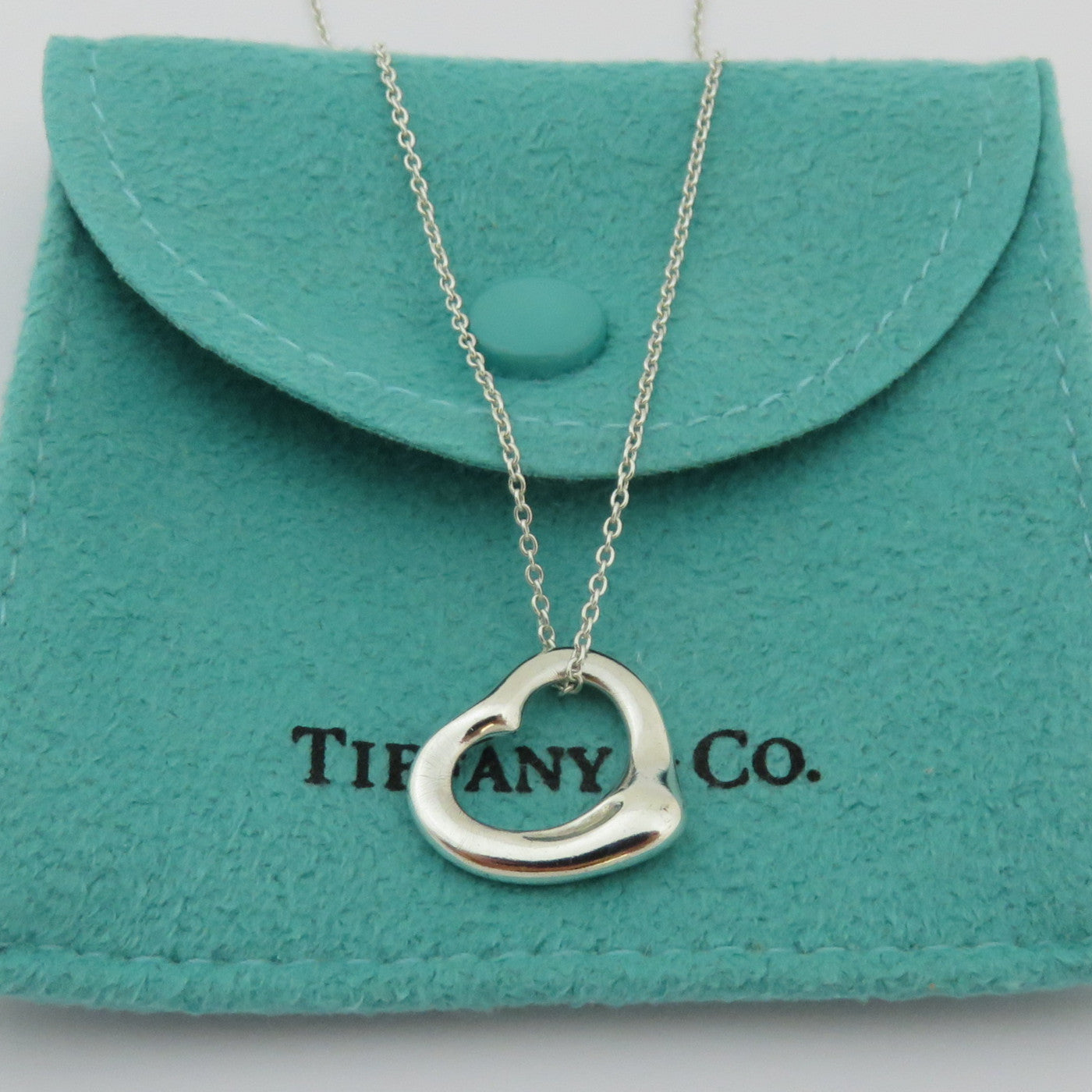TIFFANY & CO Sterling Silver Small Open Heart Pendant Necklace RRP AU$ 765