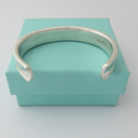 TIFFANY & CO 925 Sterling Silver Wide 1837 Cuff Bangle Bracelet with Box