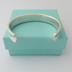 TIFFANY & CO 925 Sterling Silver Wide 1837 Cuff Bangle Bracelet with Box