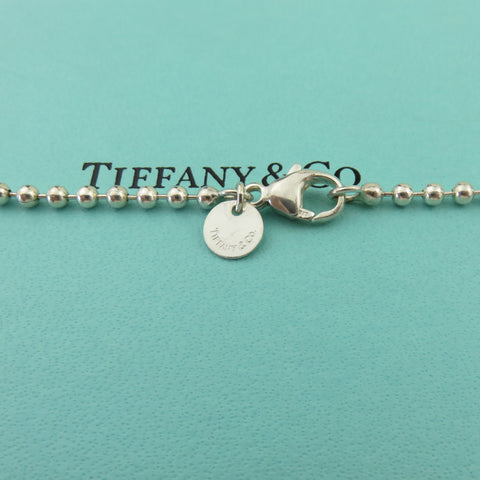 TIFFANY & CO 925 Silver Return to Tiffany Heart Tag Long Beaded Chain Necklace
