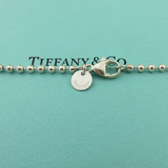 TIFFANY & CO 925 Silver Return to Tiffany Heart Tag Long Beaded Chain Necklace