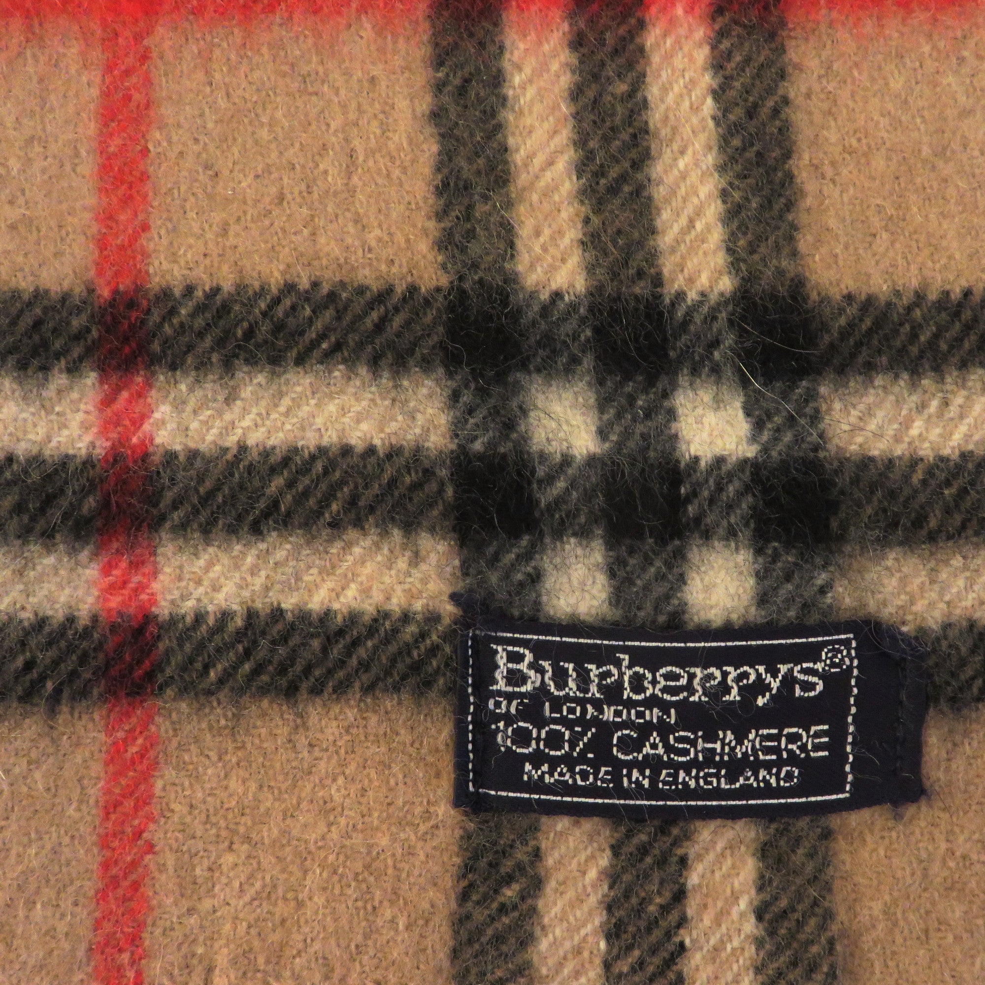 Burberry Archive Beige Check Cashmere Scarf Vintage Made in England Unisex