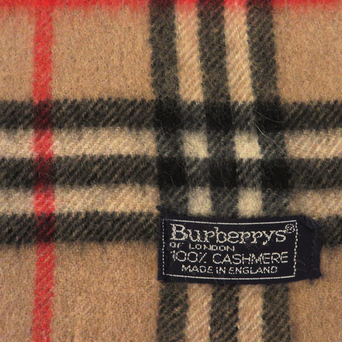 Burberry Archive Beige Check Cashmere Scarf Vintage Made in England Unisex