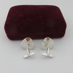 MIKIMOTO 925 Sterling Silver Akoya Pearl 8mm Triangle Geometric Cufflinks w/ Box