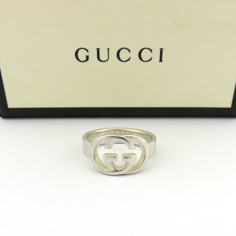 GUCCI 925 Sterling Silver Interlocking G Ring Size 6 Made in Italy with Box